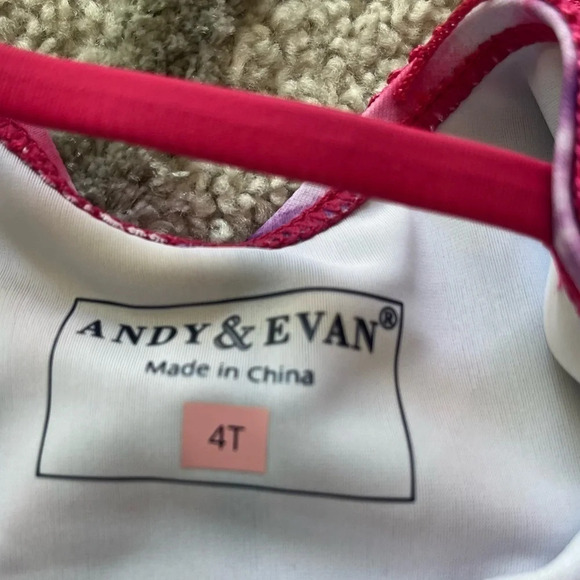 Andy and Evan tie dye fringe one piece bathing suit upf 50 purple pink new 4T - Picture 4 of 8